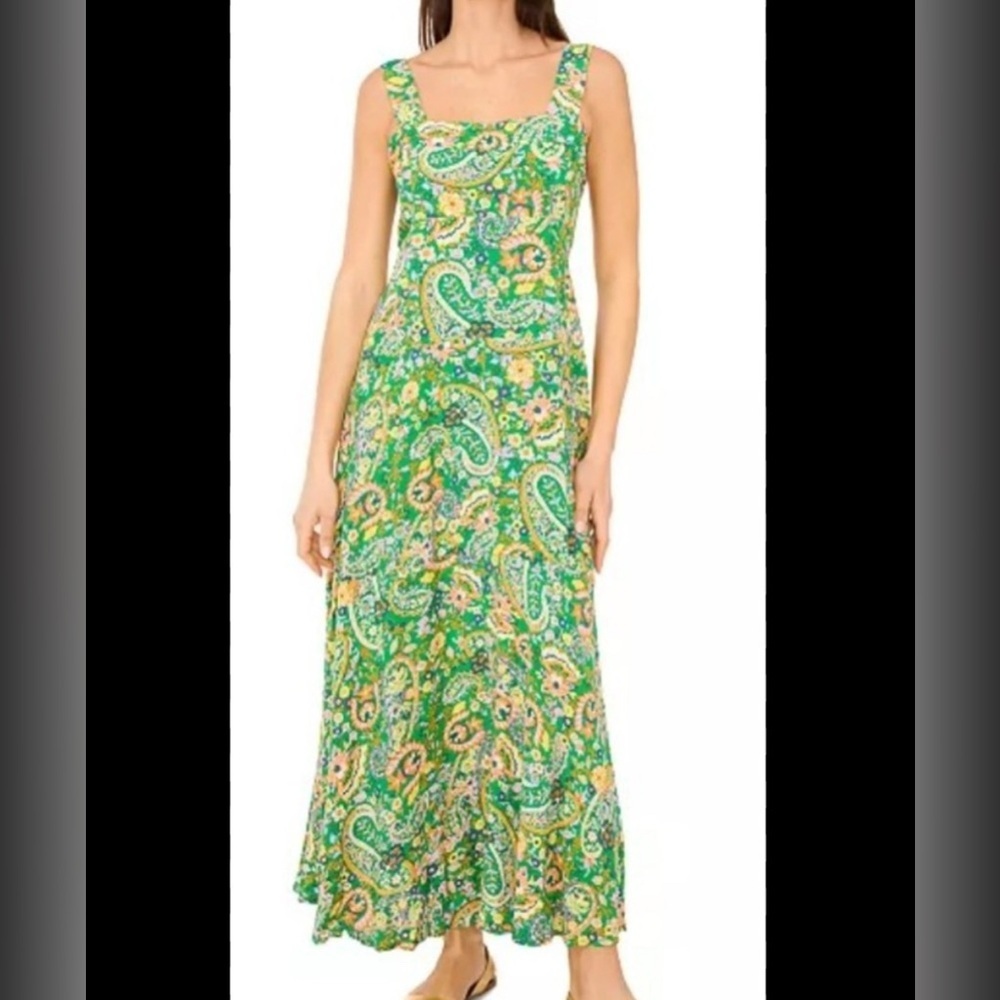 MSK Green Paisley Floral Maxi Dress